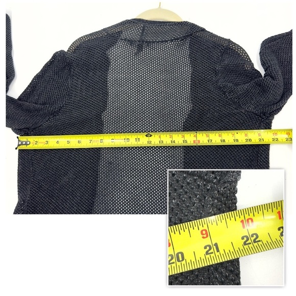 Eileen Fisher Womens Open Knit Long Line Cardigan Size L Black System Capsule - Picture 10 of 12